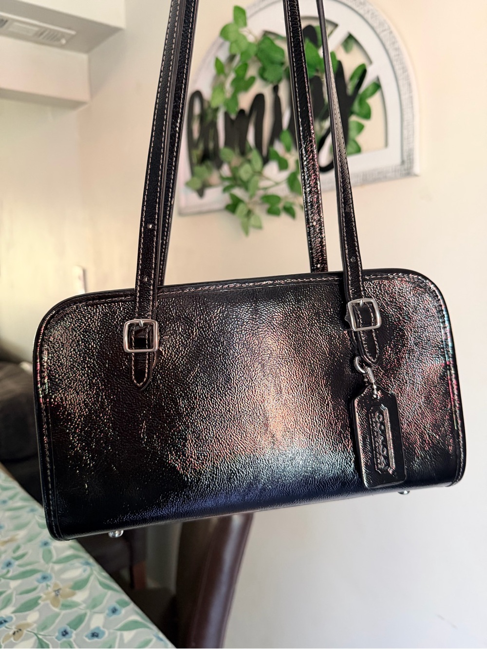 Coach Women's Crinkle Patent Swing Zip Bag